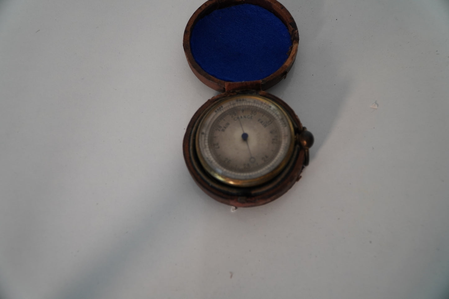 Antique Pocket Barometer with Leather Case – Early 20th Century