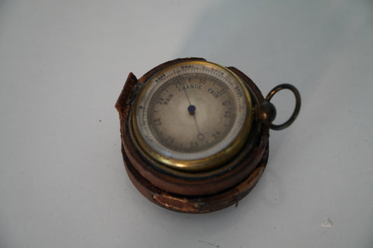 Antique Pocket Barometer with Leather Case – Early 20th Century