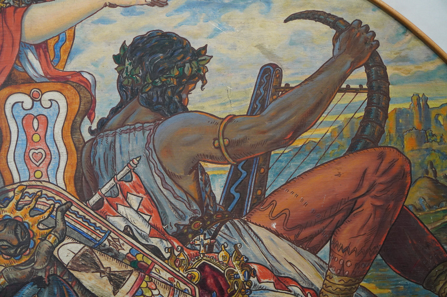 Large Decorative Panel Mural with Classical and Folkloric Themes – Signed 1921
